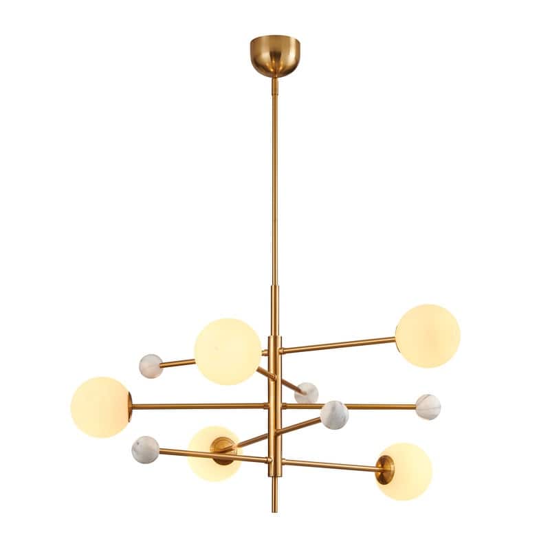 KAWOTI 5-light Modern Dimmable Sputnik Linear Chandelier Pendant