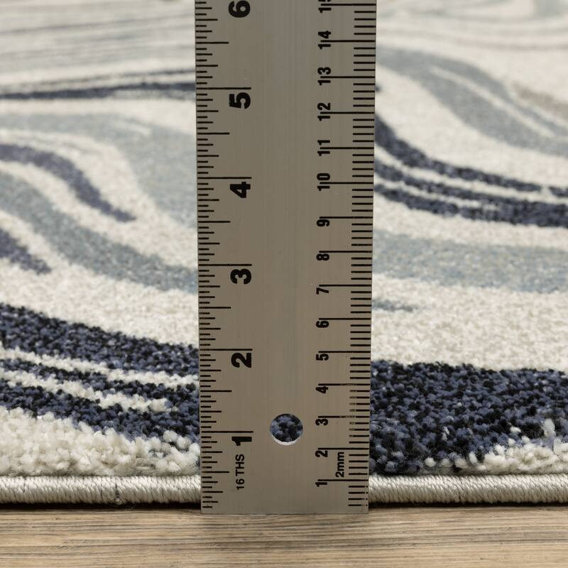 ROW Gemma Contemporary Swirls Blue/Grey Area Rug