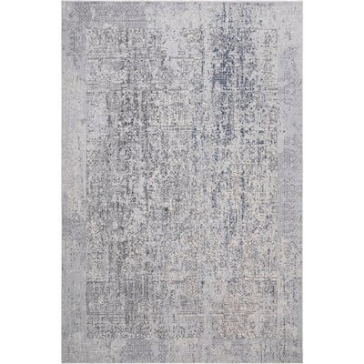 Vintage Distressed Mandala Grey Blue Rug