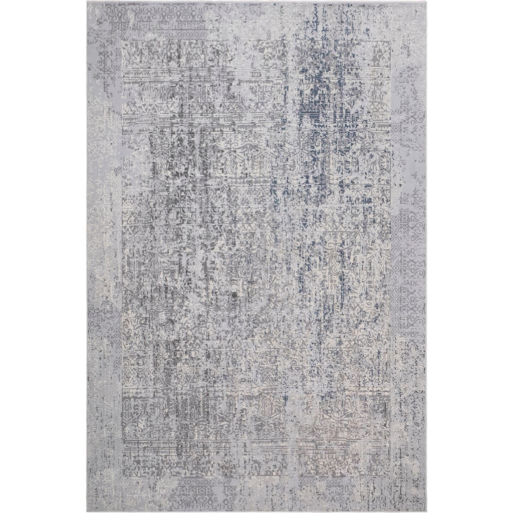 Vintage Distressed Mandala Grey Blue Rug