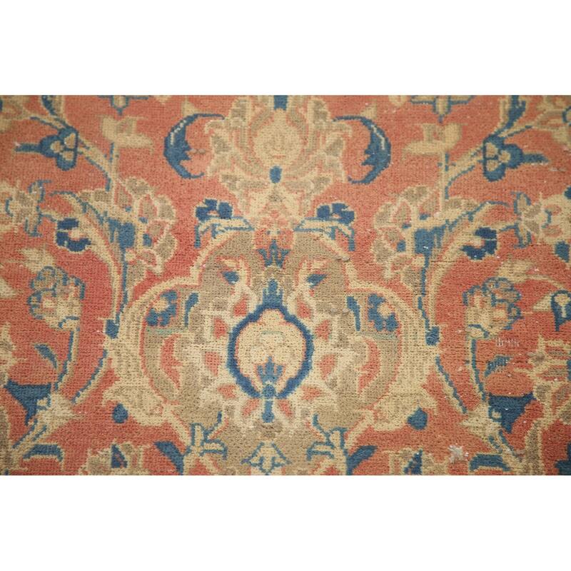 Hand Knotted Oriental 100% Wool Carpet Traditional Floral Oranges & Rust Mashad Area Rug - 14' 0'' X 9' 6''