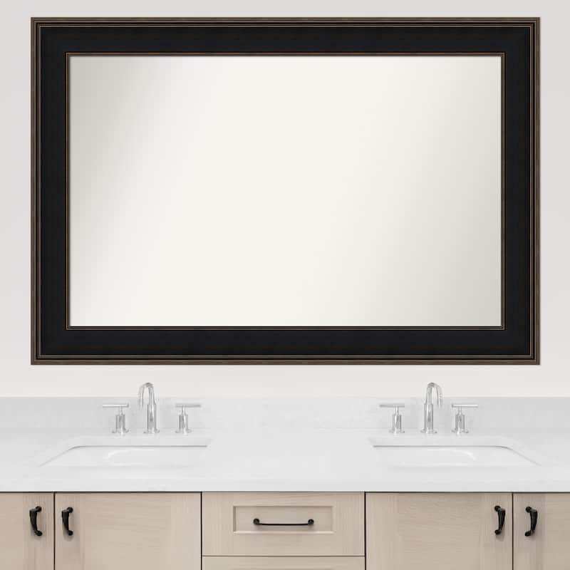 Mezzanine Espresso Framed Non-Beveled Custom Wall Mirror, Bathroom Vanity Mirror