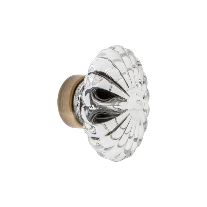 Grandeur BURG-CRYS-KNOB Burgundy 1-3/4" Luxury Flower Fluted Crystal - Vintage Brass