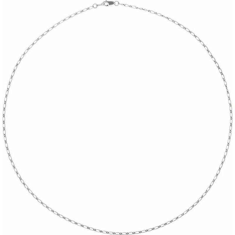 Curata 14k White Gold 1.5mm Figaro Chain Necklace