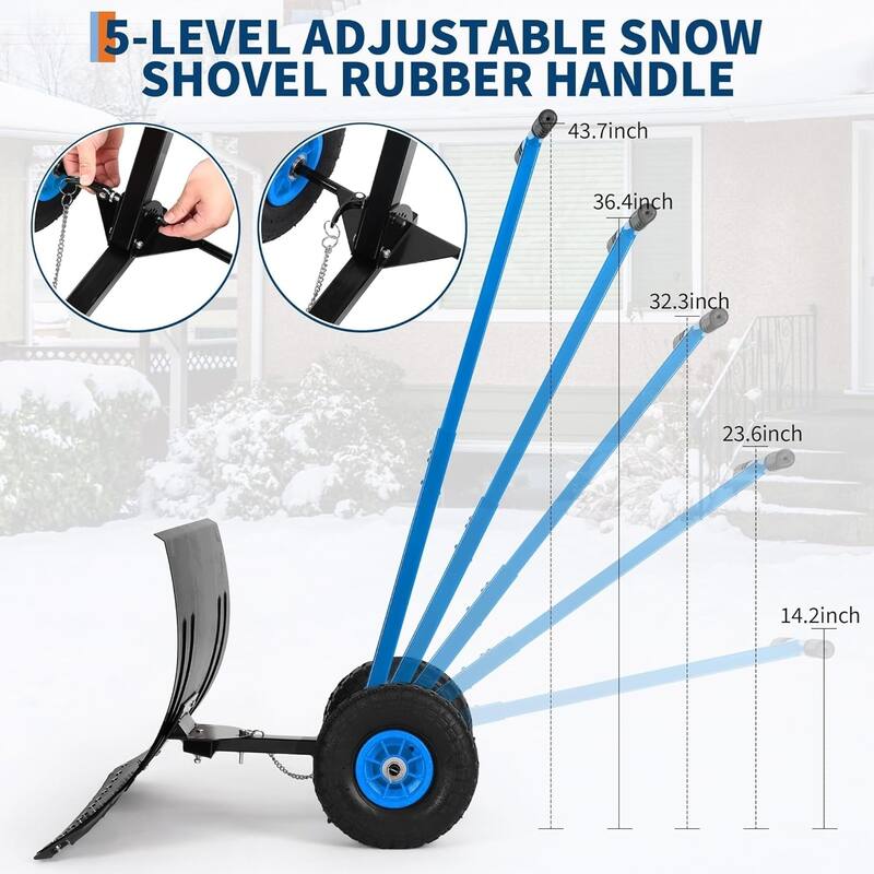 29.1W x 16.5H Snow Shovel with Wheels - 29.1W x 16.5H
