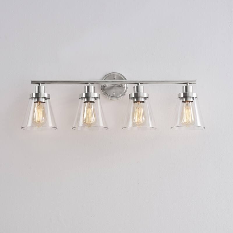 KAWOTI 30.6 inch 4-Light Bathroom Vanity Light with Bell Glass Shade