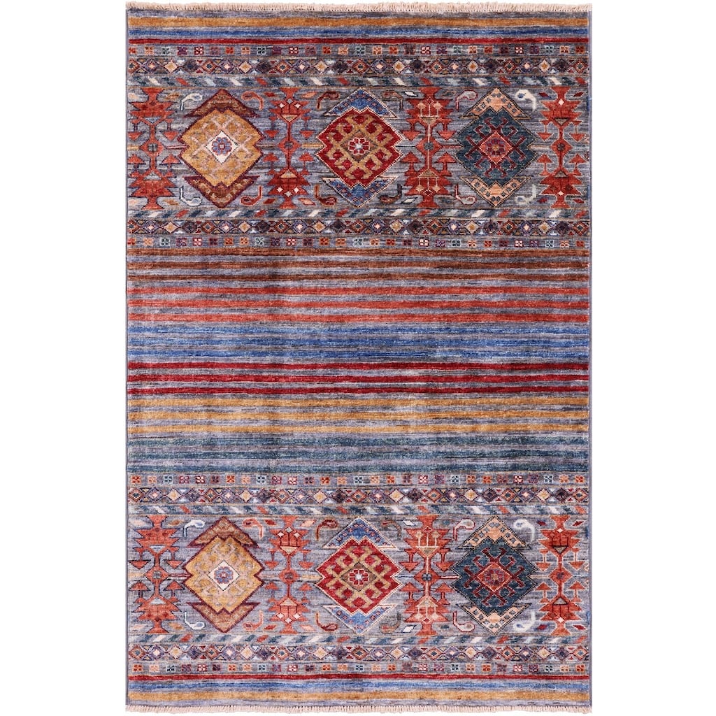 Golden Nile Khorjin Persian Gabbeh Hand Knotted Wool Rug - 3' 3" X 4' 11"