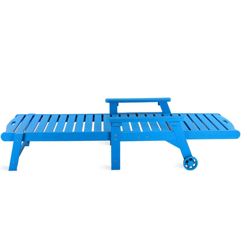 Outdoor Adjustable Wheeled Chaise Lounge Chairs with Arms for Patio, Deck, Backyard - 78.9"L x 24"W x 39.7"H