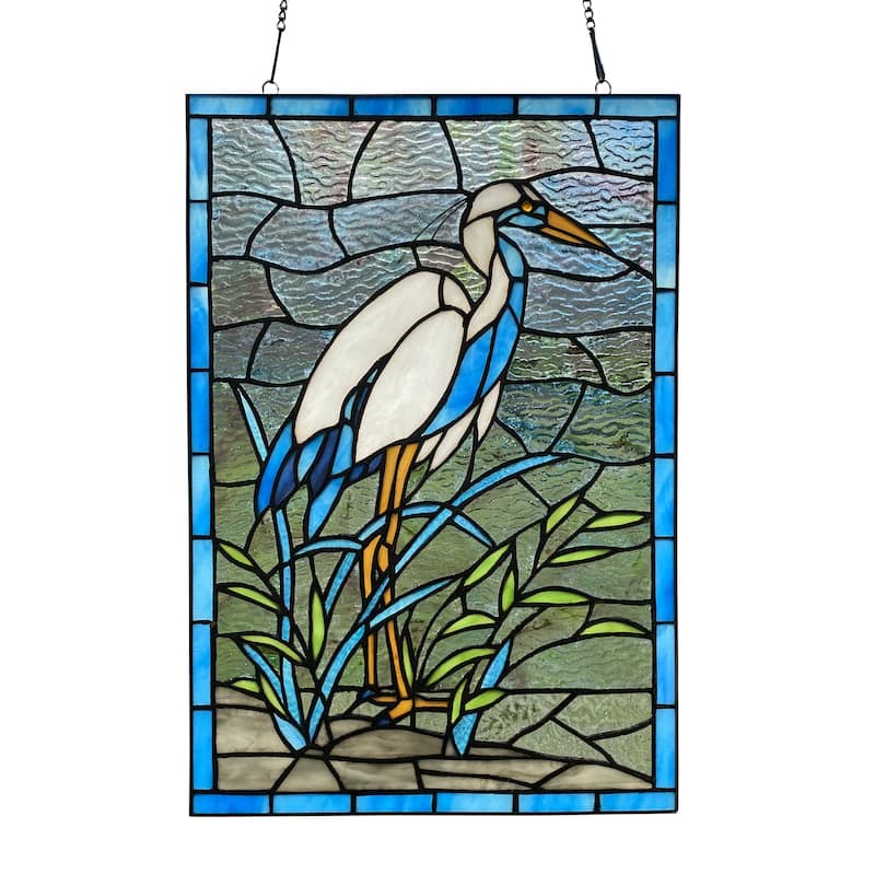 River of Goods River of Goods 18-Inch Majestic Crane Stained Glass Window Panel - 12" x 0.25" x 18"