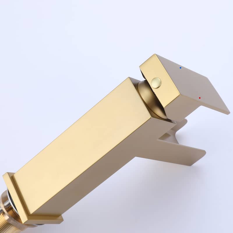 Modland Single Hole Solid Brass Waterfall Bathroom Faucet with Deck Plate