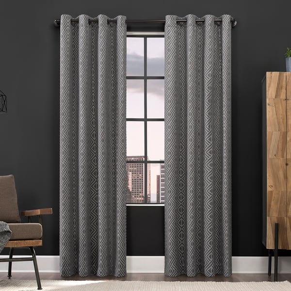 slide 2 of 21, Scott Living Gresham Geometric Total Blackout Grommet Curtain Panel, Single Panel 52 x 96 - Gray