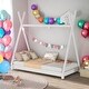 preview thumbnail 10 of 16, Kids and Baby Twin Size House Platform Bed With Triangle Structure,Headboard for Home White