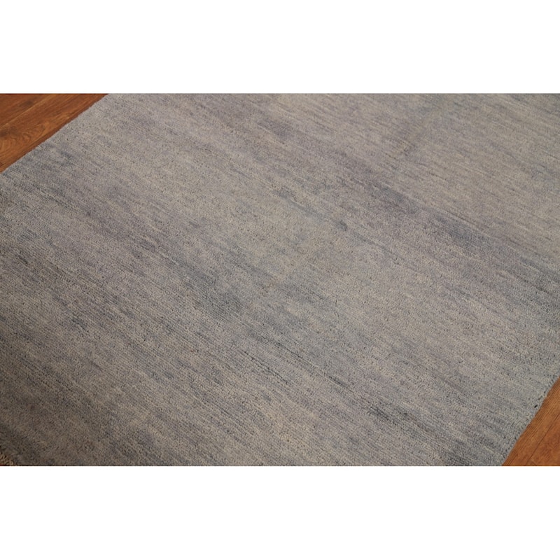 Hand Knotted Oriental 100% Wool Carpet Modern Modern Greys & Charcoal Gabbeh Area Rug - 5' 0'' X 3' 6''