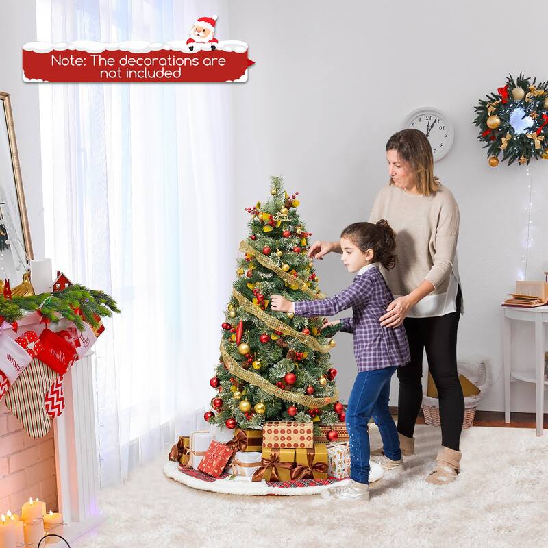 Gymax 5/7.5/9 FT Artificial Xmas Tree w/ 1416 Branch Tips 560 Warm