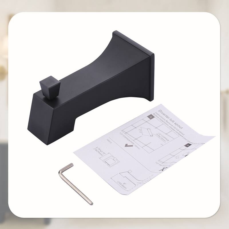 WOWOW Integrated Diverter Square Bathtub Spout in Modern