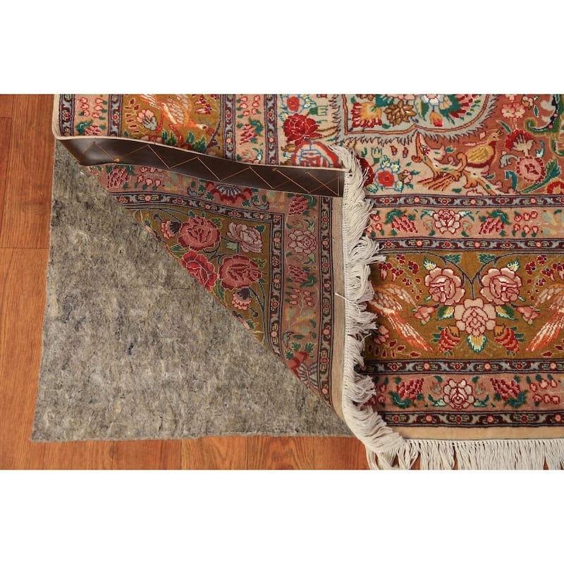 Vegetable Dye Tabriz Persian Area Rug Handmade Silk & Wool Carpet - 6'7" x 9'10"