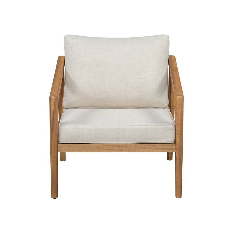 Roomfitters Westin Outdoor Acacia Wood Club Chairs with Water Resistant Cushions, Teak Finish Set of 2 - Set of 2