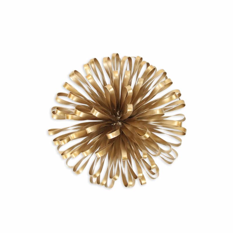 HomeRoots 5" Gold Metal Abstract Hand Painted Sculpture - 5" H x 10" W x 10" D