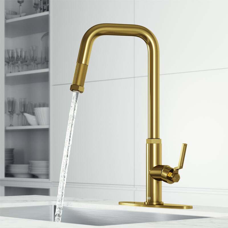 VIGO Hart Angular 18" H Single Handle Pull-Down Kitchen Faucet