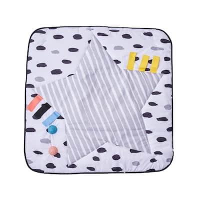Multi-Color Baby Tummy Time Play Gym Activity Mat with 6 Sensory Toys and 2 Touch Balls for Infants - 34.4” x 34.4” x 17.3”