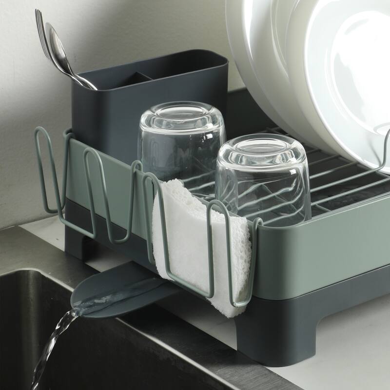 Gibson Home Nestcraft Full Size Rust Resistant Dish Rack with Drain Board and Flatware Caddy