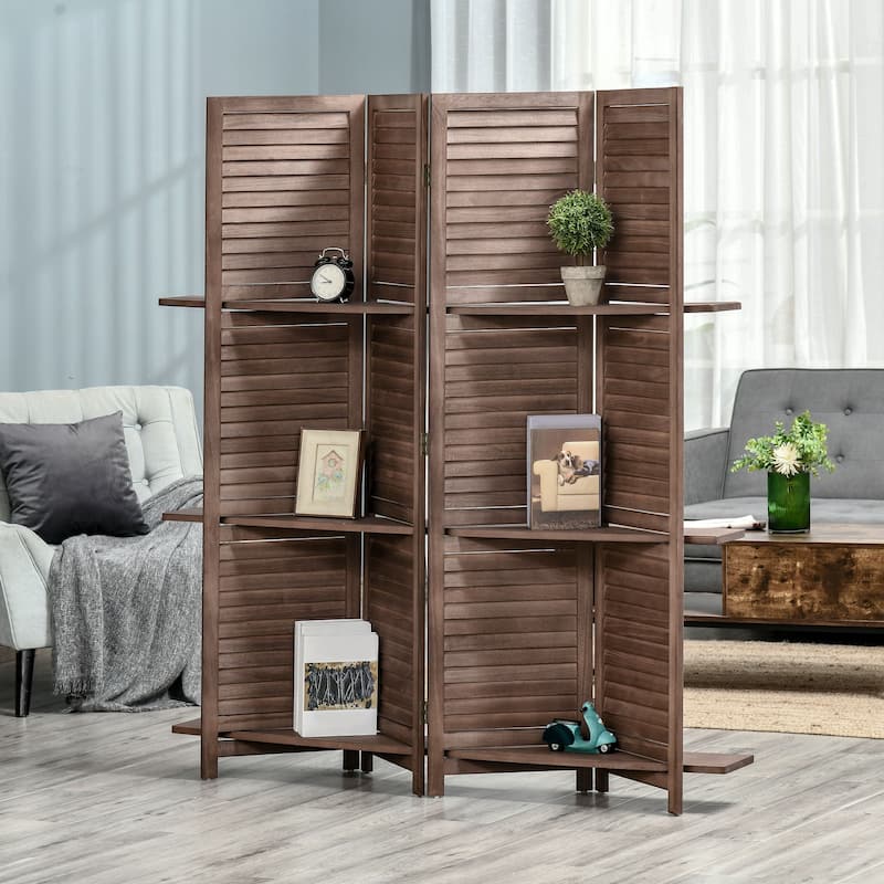 HOMCOM 4-Panel Folding Room Divider, 5.5 Ft Tall Freestanding Privacy Screen Panels for Indoor Bedroom - 63.75" x 0.75" x 67"