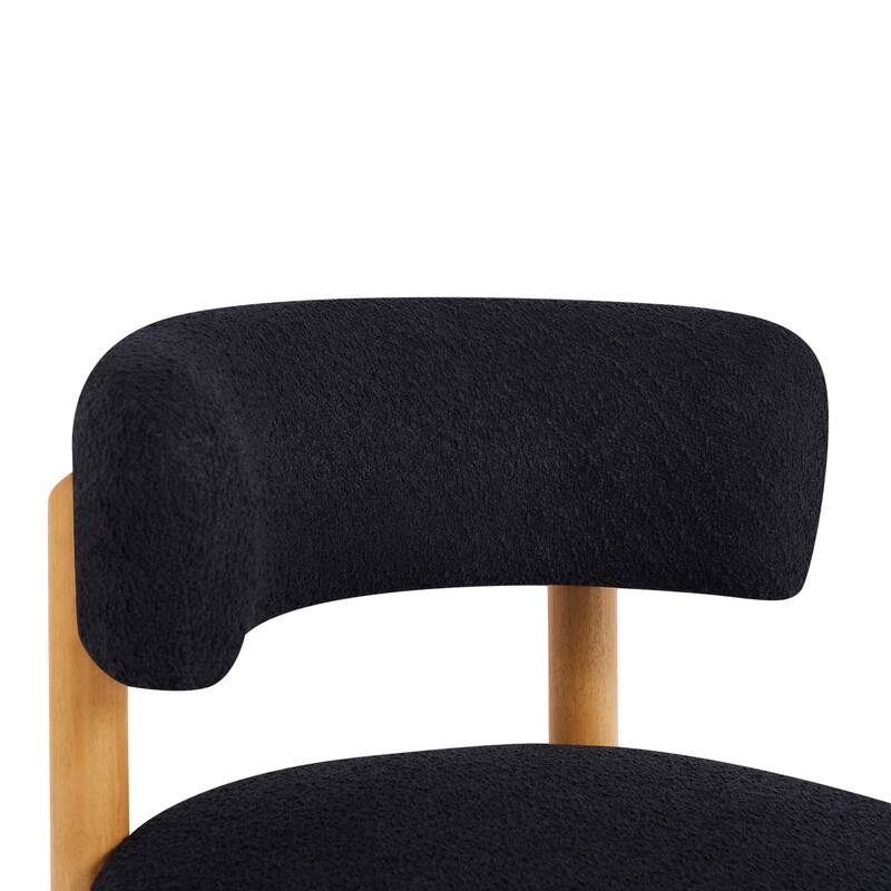 Armless Accent Chair for Living Room, Modern Slipper Vanity Chair with Wooden Base, Upholstered Bedroom Chair