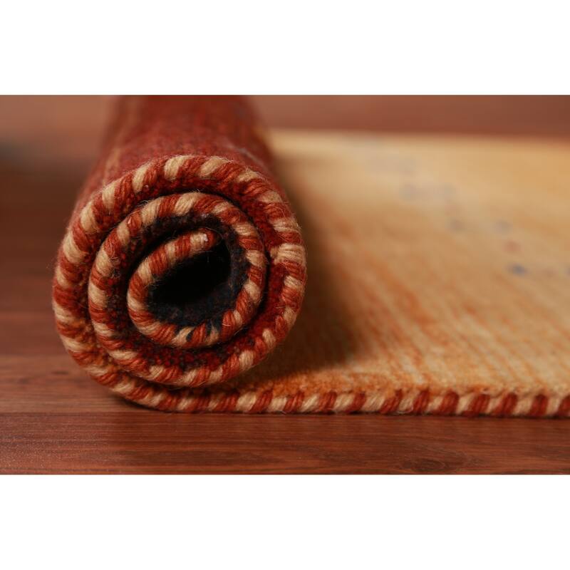 Hand Knotted Oriental 100% Wool Carpet Tribal Animal Pictorial Oranges & Rust Gabbeh Area Rug - 5' 0'' X 3' 0''