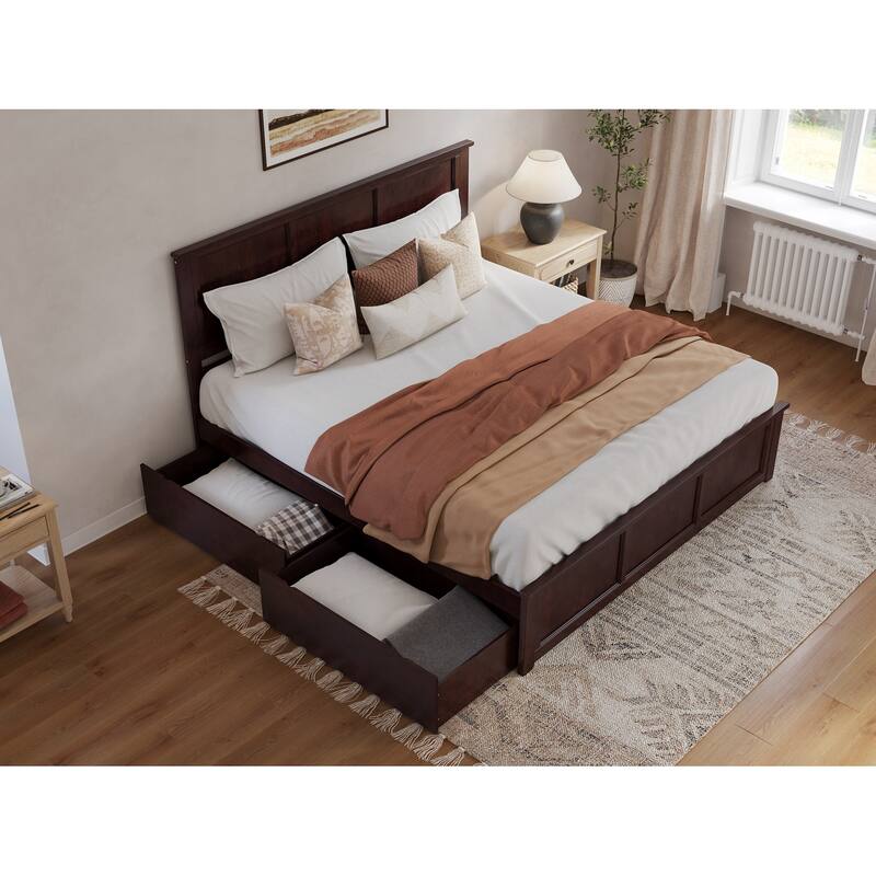 Madison Platform Bed with Matching Footboard with Storage Drawers