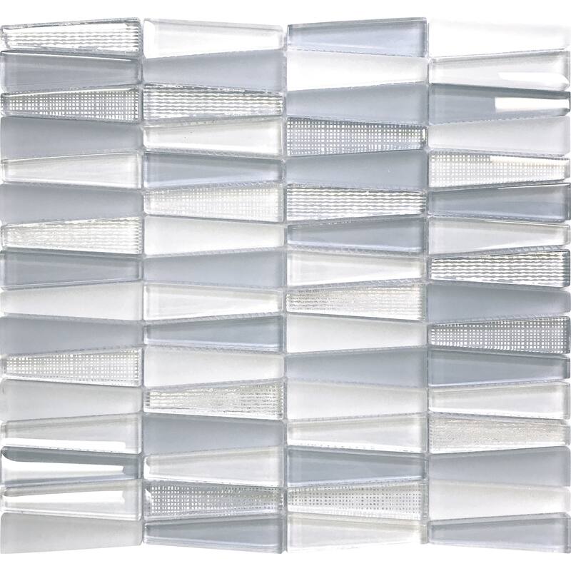 Apollo tile 12" x 13" Glacier Glossy Matte White Blue Glass Tile (5.38 sq ft/case) - 5 Pack