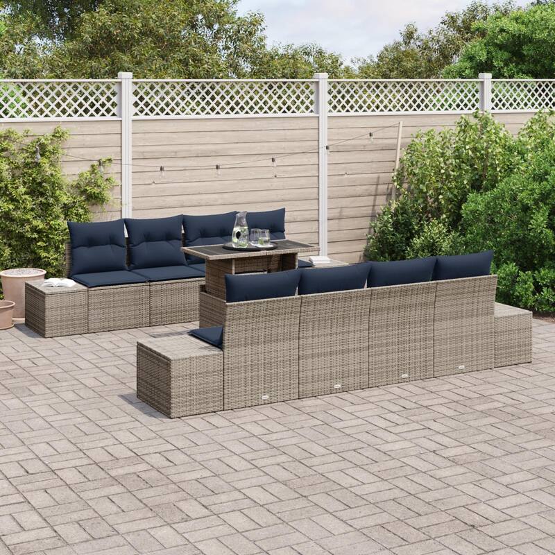 vidaXL 9 Piece Garden Sofa Set with Cushions - 115.8×24.4×27.2