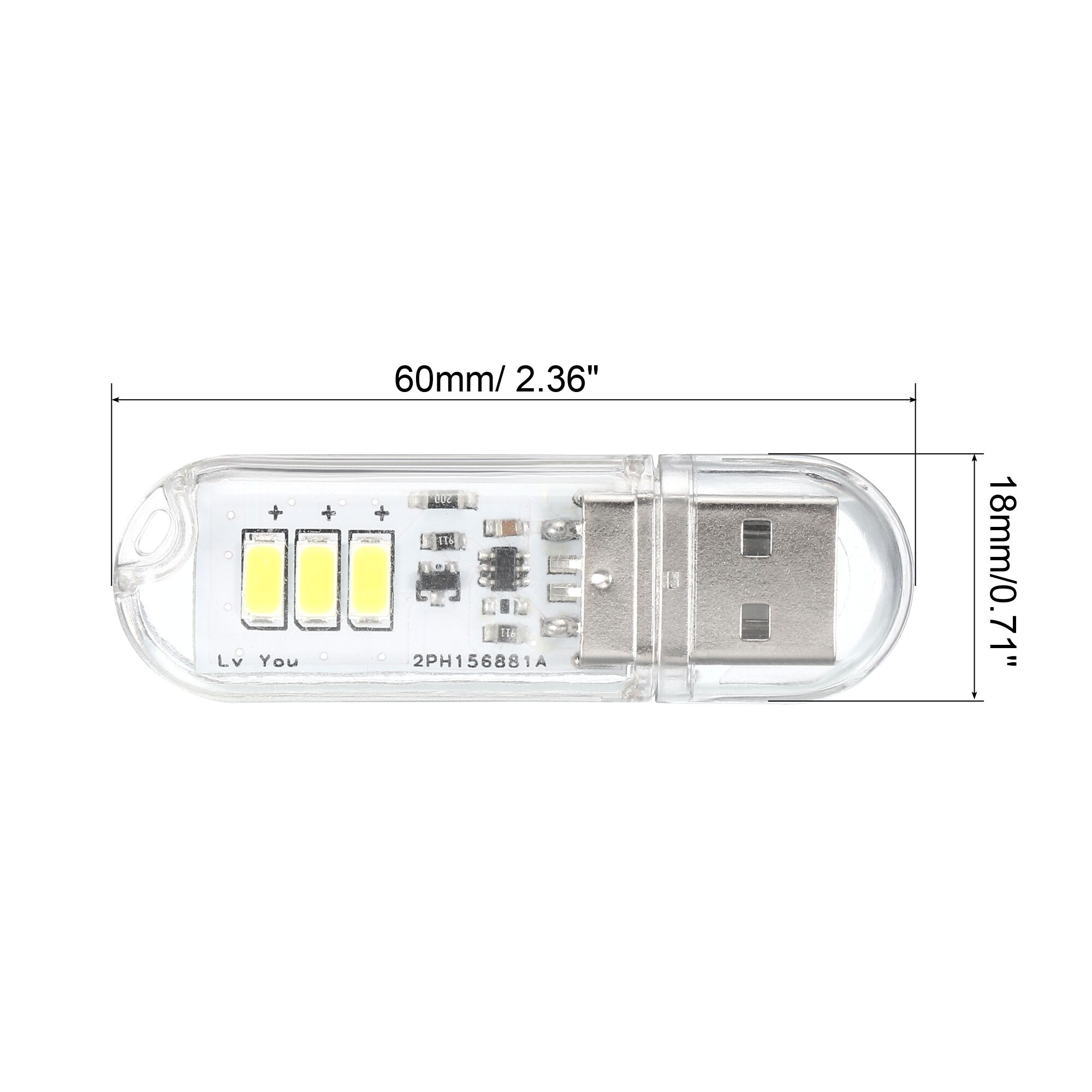4Pcs 0.5W Mini USB LED Light 6000-6500K Slim Led Light Stick Clear White -  Clear White