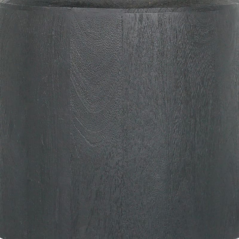 16 Inch Side End Table, Modern Cylinder Jar Like Design, Mango Wood, Black
