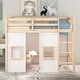 preview thumbnail 18 of 32, Wood Twin Loft Bed with Wardrobe, 2 Windows, No Box Spring, Grey