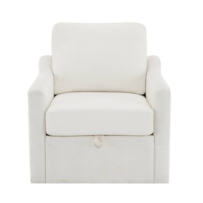 Swivel Arm Chair With Soft Chenille Fabric, Comfy Accent Chair,With Usb+Type-C Charging And Book Pocket,1 Pc