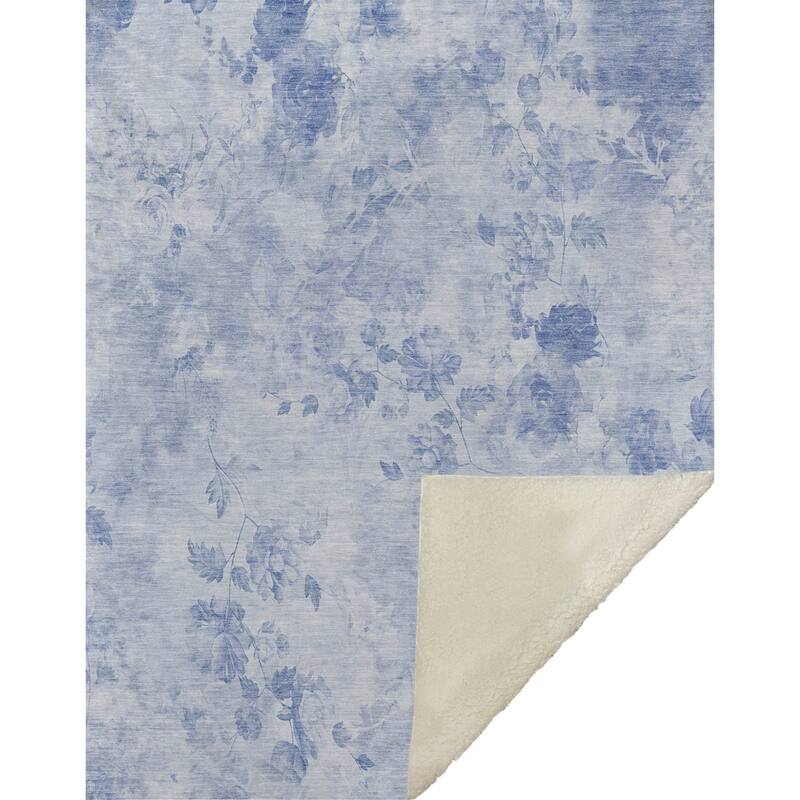 Premium Machine Washable Modern Floral Sherpa Throw Blanket