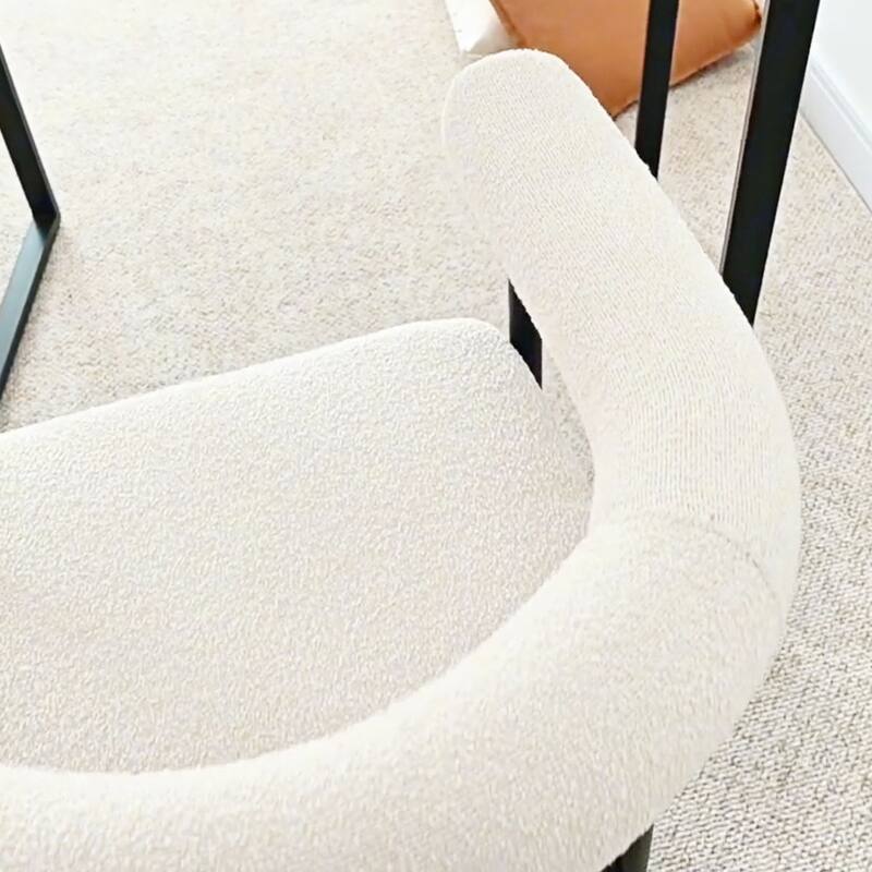 24" Boucle Upholstered Counter Stools (Set Of 2)