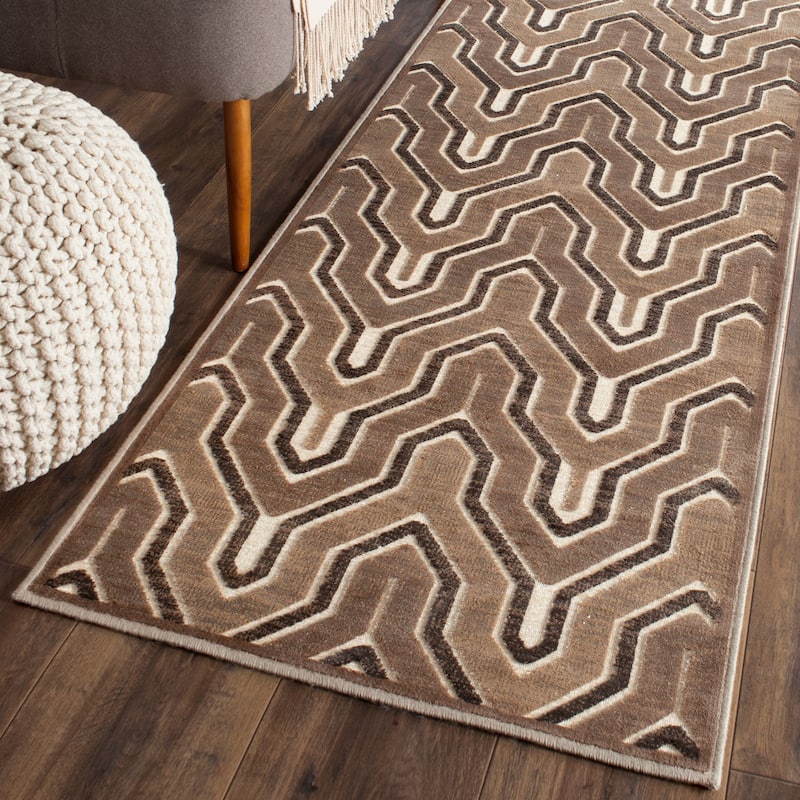 SAFAVIEH Paradise Flavie Modern Viscose Rug - 2'2" x 8' Runner - Camel/Cream