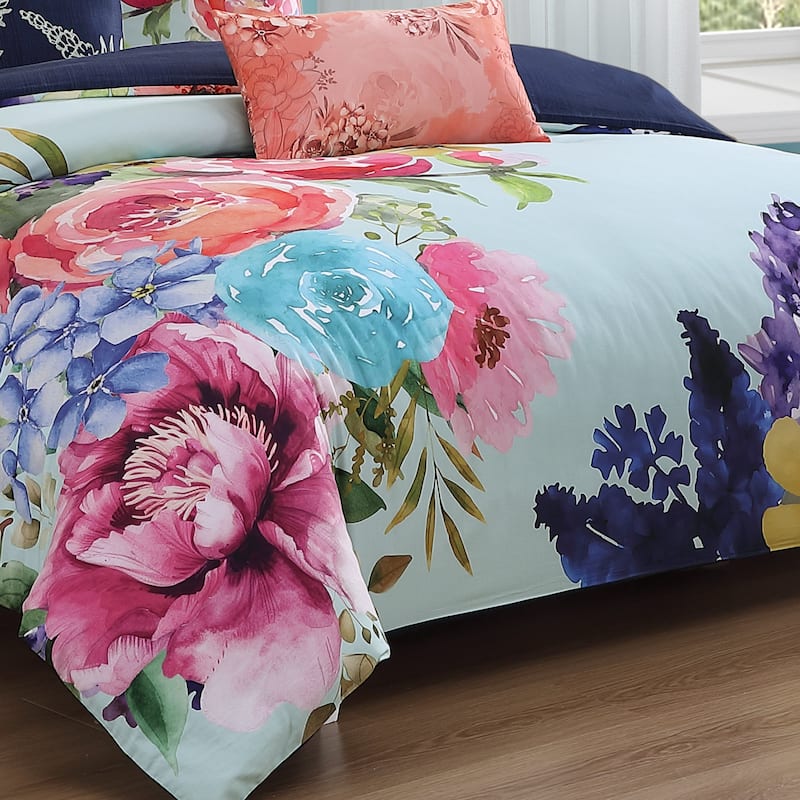 Bebejan Aqua Fiesta 100% Cotton Sateen 5 Piece Reversible Comforter Set