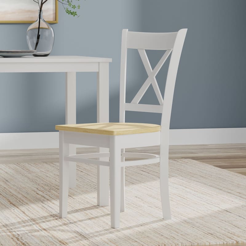 3-Piece Dining Set, 48" Rectangle Wood Table and Cross Back Chairs