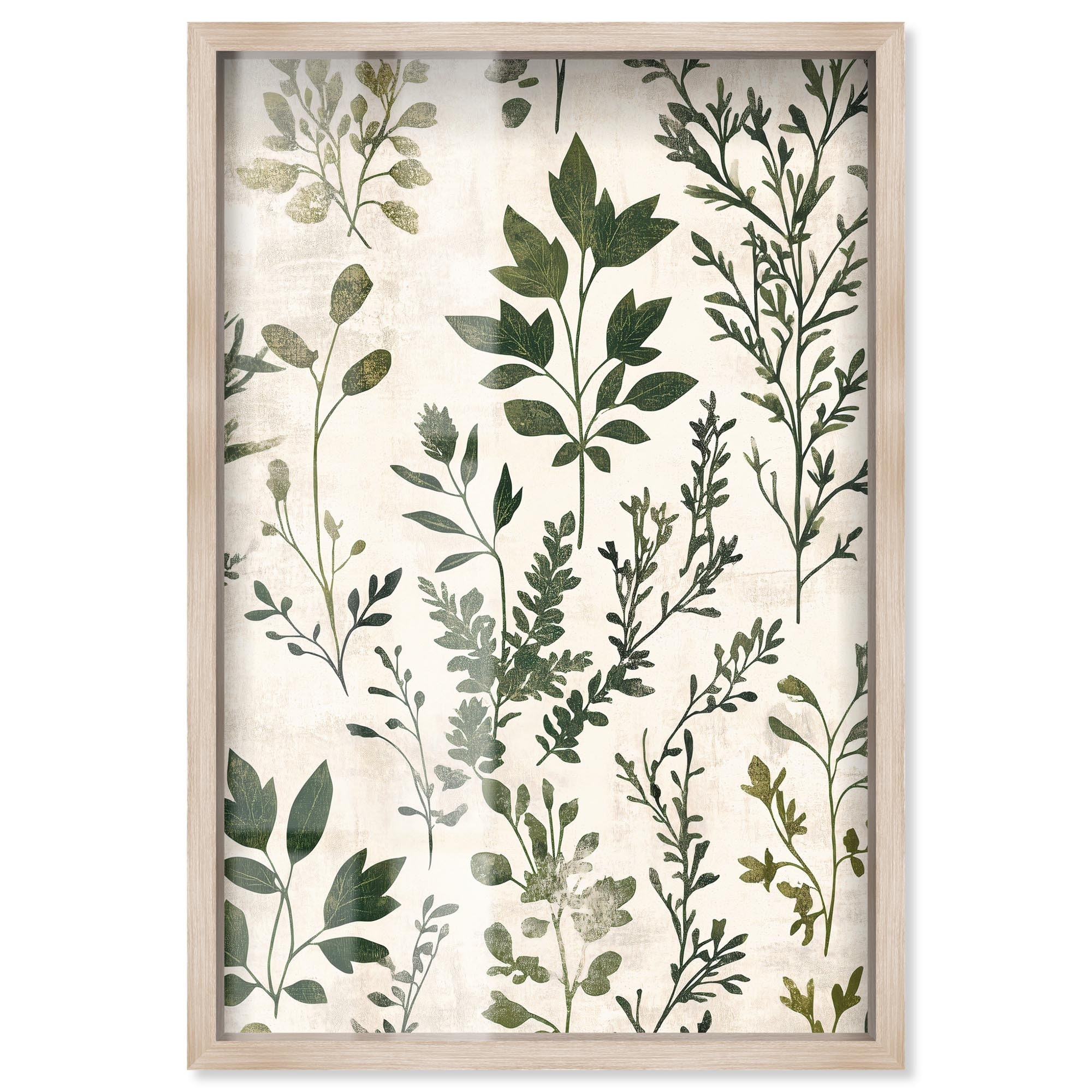 Olive Sprigs I Floral Wall Decor Shadowbox Print by Art Remedy