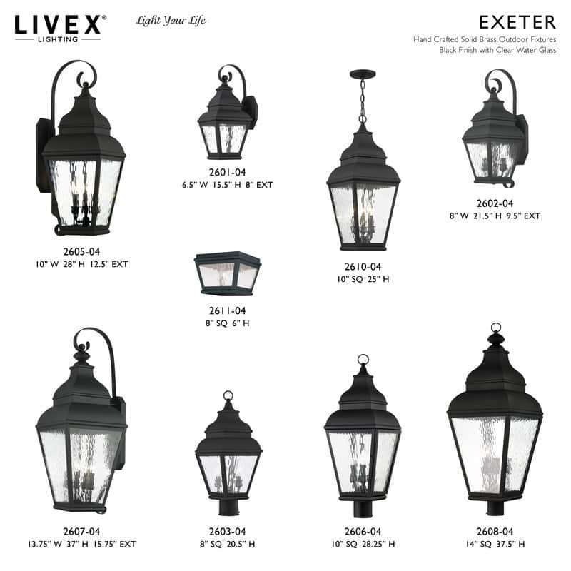 Livex Lighting 3-light Black Outdoor Chain Lantern, 2610-04 - 10" SQ X 25" H