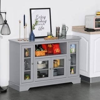 glass modern kitchen doors table sideboard buffet cabinet console homcom server stand living tv grey overstock