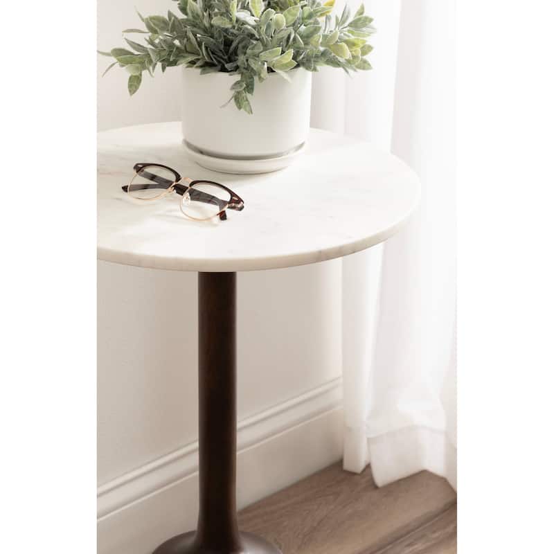 Kate and Laurel Squires Marble and Wood Side Table - 16x16x24