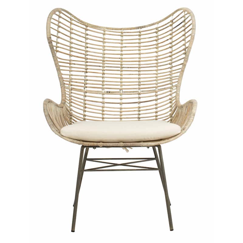 SAFAVIEH Sahira Rattan Wingback Arm Chair Washed - 31.7" x 28.4" x 40.2" - 32Wx28Dx40H