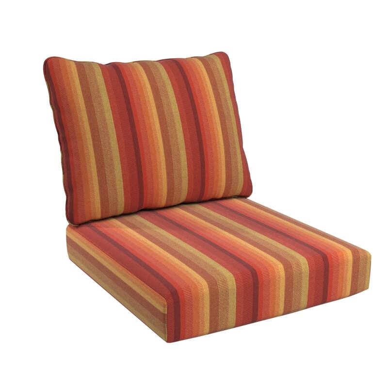 California Umbrella Outdoor Deep Seat Cushion Set, 24" x 48", Sunbrella Fabric, Densified Fiber Fill - Astoria Sunset