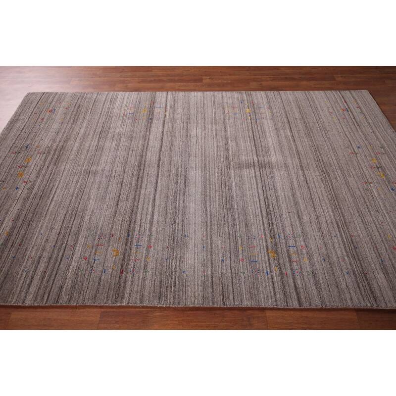 Striped Gabbeh Indian Area Rug Handmade Wool Carpet - 5'1"x 8'0"