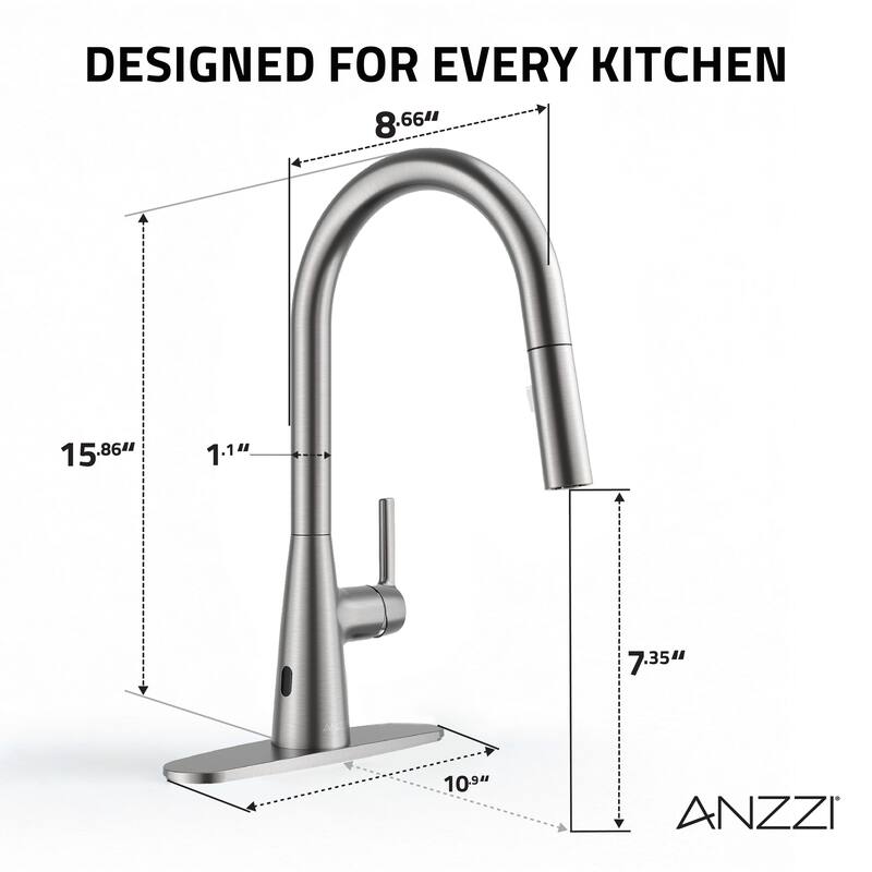 Modern Touchless Brushed Nickel Pull-Down Kitchen Faucet