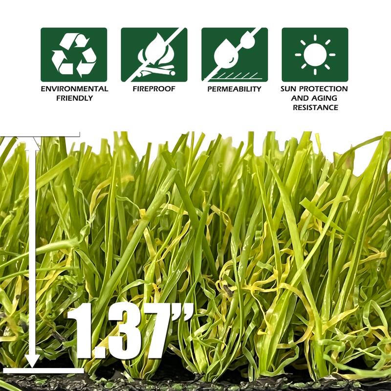 DCP Artificial autumn Grass Indoor/Outdoor Area Rug,1.37in hight