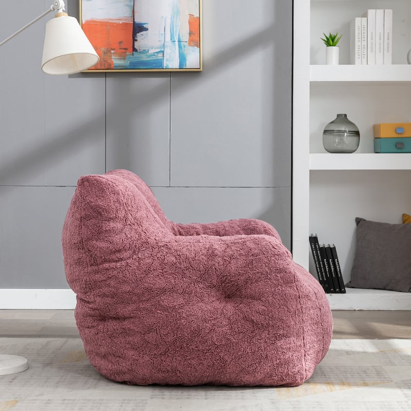 Mieres Faux Fur Fabric Bean Bag Chair, Floor Sofa For Living Room, Bedroom Lazy Sofa